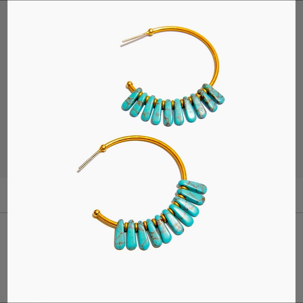 Madewell Beaded Fan Hoop Earrings NEW